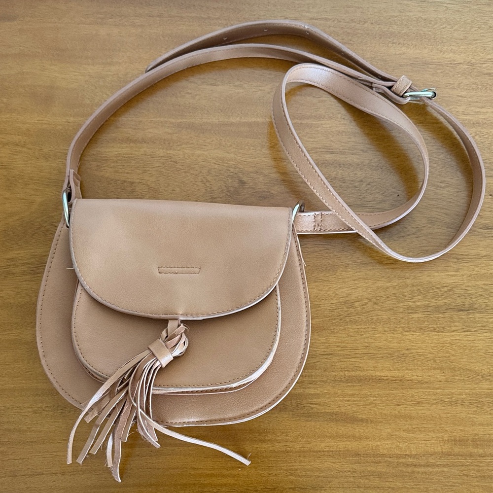 Glamorous Beige Crossbody Bag with Tassel